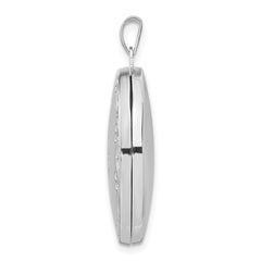 Sterling Silver Rhodium-plated 29mm Fancy Oval Family Locket QLS947
