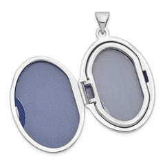 Sterling Silver Rhodium-plated 29mm Fancy Oval Family Locket QLS947