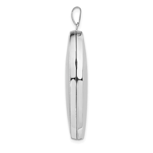 Sterling Silver Rhodium-plated 38mm Scroll Oval Locket QLS965