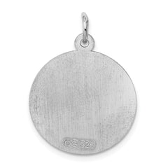 Sterling Silver Rhodium-plated Engraveable Girl Disc Charm QM312