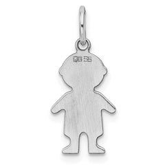 Sterling Silver Rh-plt Engraveable Boy Polished Front/Back Disc Charm QM327