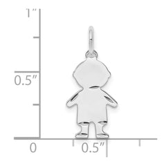 Sterling Silver Rh-plt Engraveable Boy Polished Front/Back Disc Charm QM327