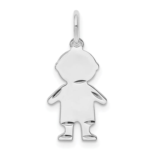 Sterling Silver Rh-plt Engraveable Boy Polished Front/Back Disc Charm QM327