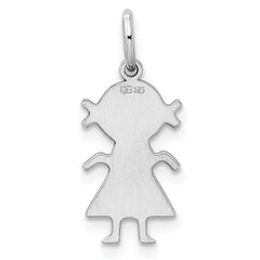 Sterling Silver Rh-plt Engraveable Girl Polished Front/Back Disc Charm QM328