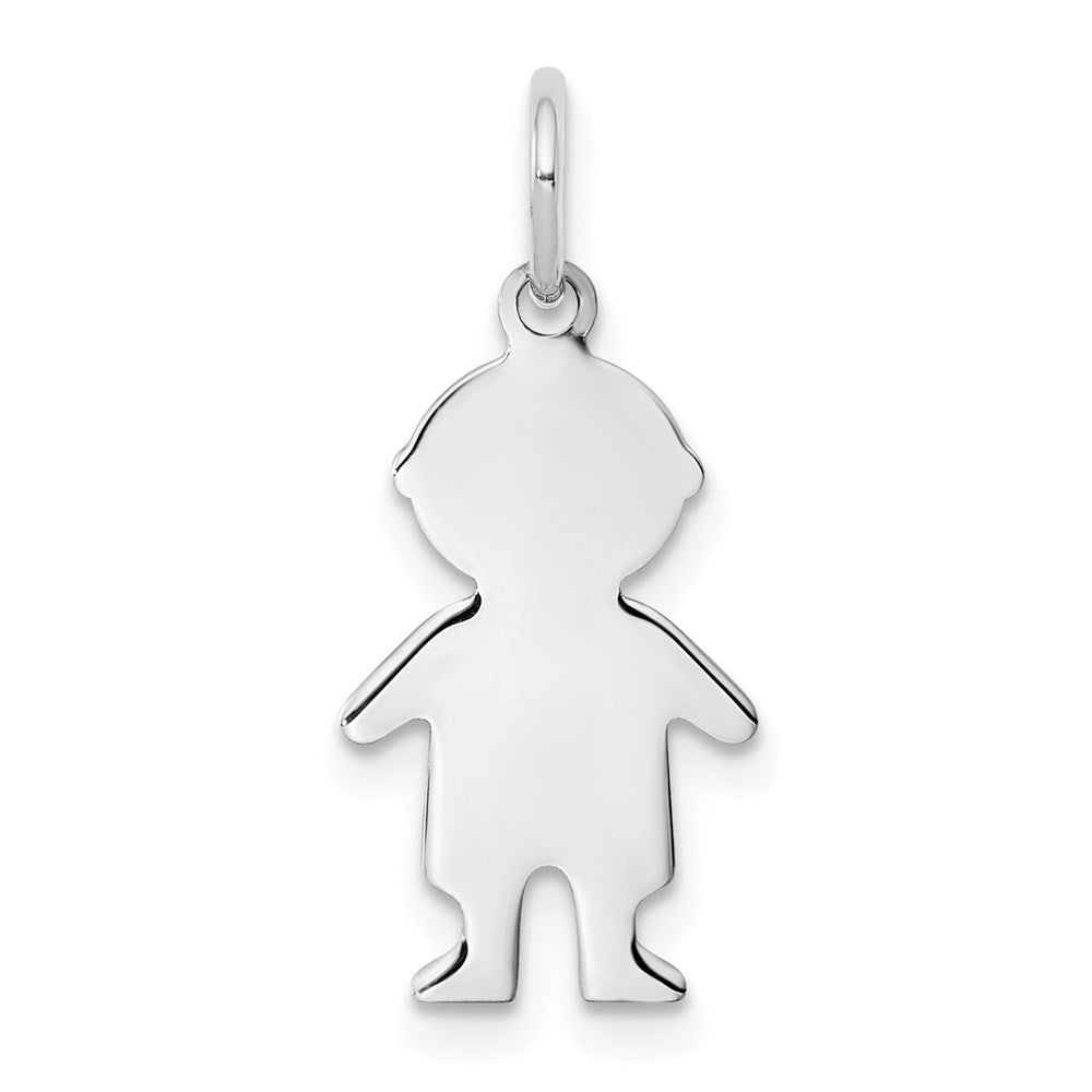 Sterling Silver Rhod-plated Eng. Boy Polished Front/Back Disc Charm QM329