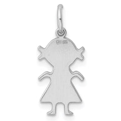 Sterling Silver Rhod-plated Eng. Girl Polished Front/Satin Back Disc Charm QM330