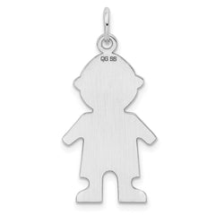 Sterling Silver Rhod-plated Eng. Boy Polished Front/Back Disc Charm QM333