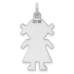 Sterling Silver Rhod-plated Eng. Girl Polished Front/Back Disc Charm QM334