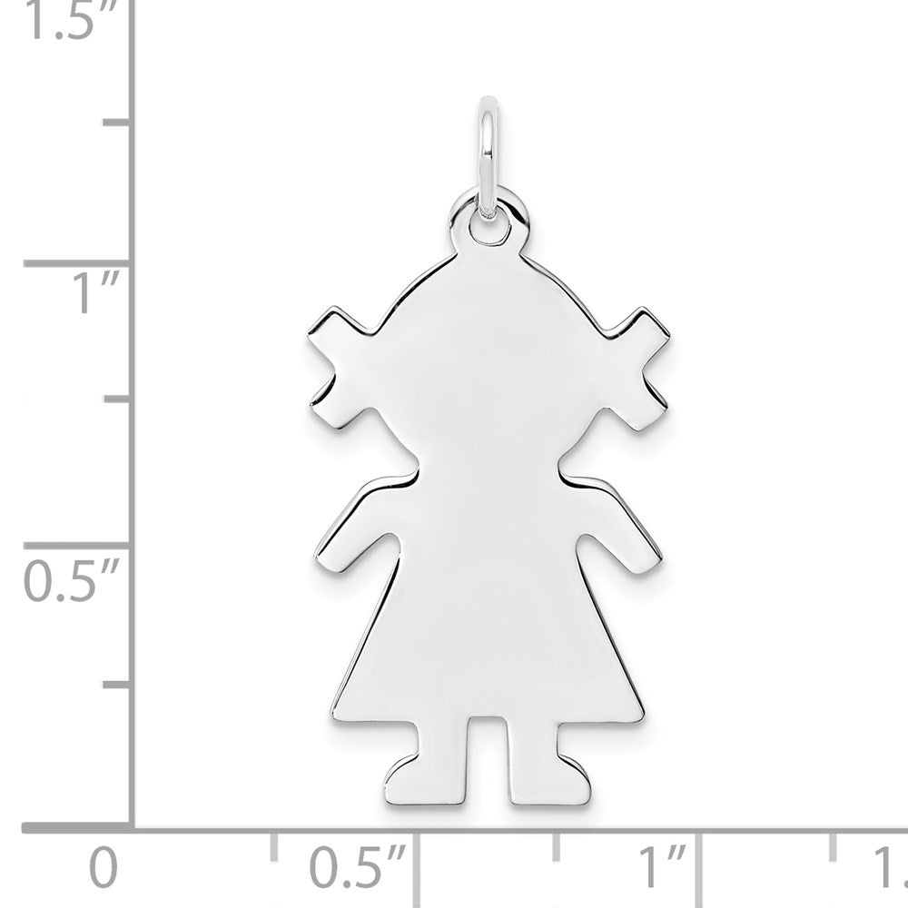 Sterling Silver Rhod-plated Eng. Girl Polished Front/Satin Back Disc Charm QM334