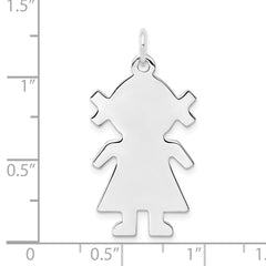 Sterling Silver Rhod-plated Eng. Girl Polished Front/Back Disc Charm QM334