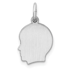 Sterling Silver Rh-plt Engraveable Boy Disc Charm Polish on Front/Back QM347