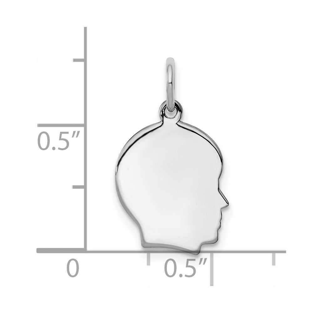 Sterling Silver Rh-plt Engraveable Boy Disc Charm Polish on Front/Back QM347