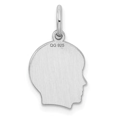Sterling Silver Rh-plt Engraveable Boy Disc Charm Polish on Front/Back QM348
