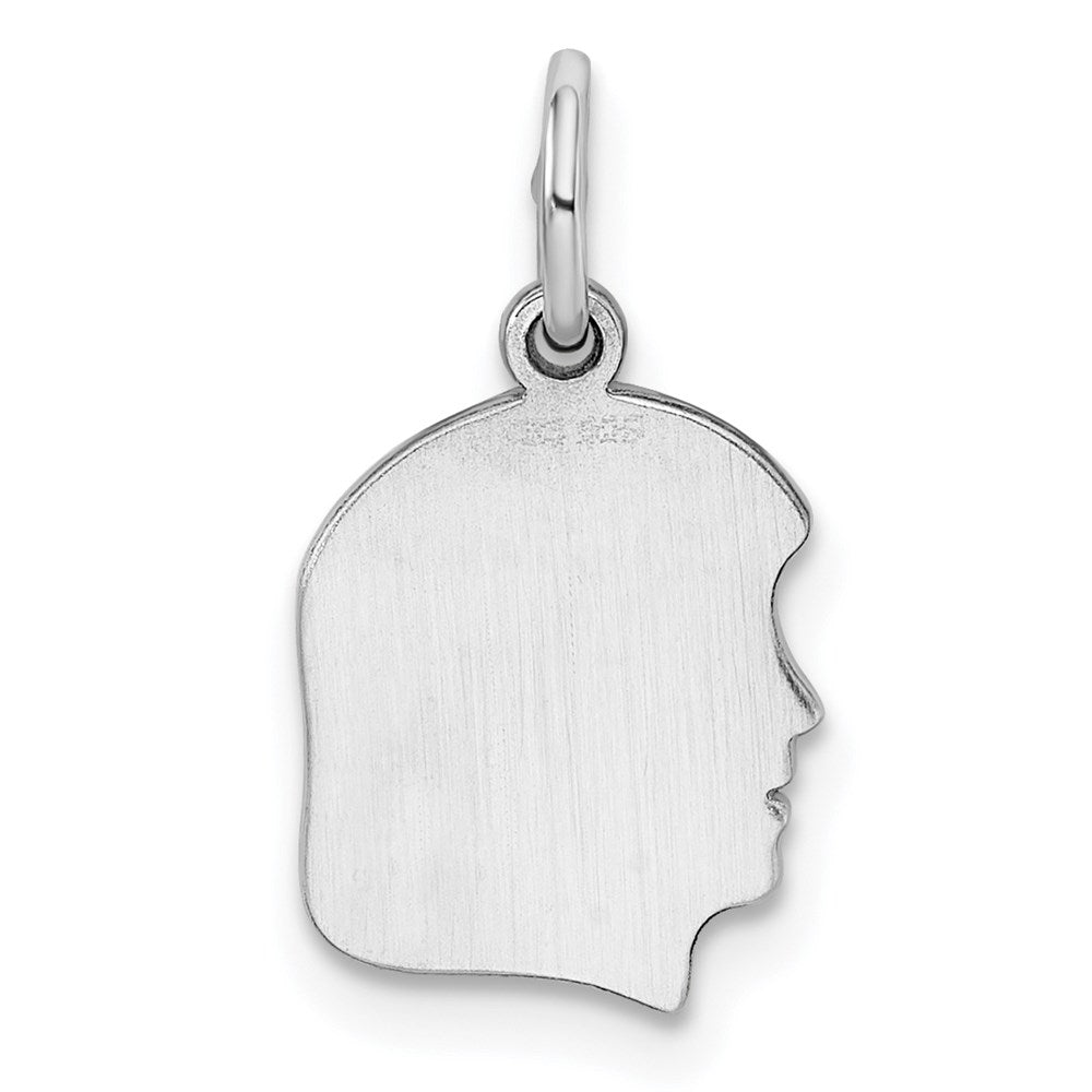 Sterling Silver Rh-plt Engraveable Girl Disc Charm Polish on Front/Back QM349
