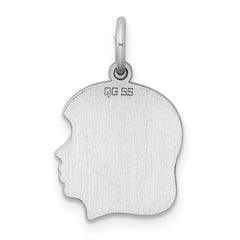 Sterling Silver Rh-plt Engraveable Girl Disc Charm Polish on Front/Back QM353