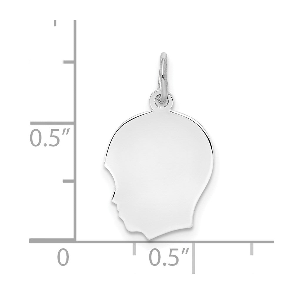 Sterling Silver Rh-plt Engraveable Boy Disc Charm Polish on Front/Back QM354