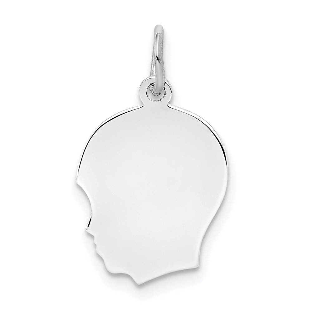 Sterling Silver Rh-plt Engraveable Boy Disc Charm Polish on Front/Back QM354