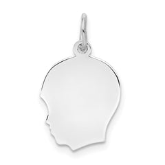 Sterling Silver Rh-plt Engraveable Boy Disc Charm Polish on Front/Back QM354