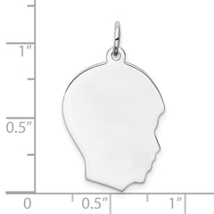 Sterling Silver Rhod-plate Eng. Boy Polish Front/Satin Back Disc Charm QM358