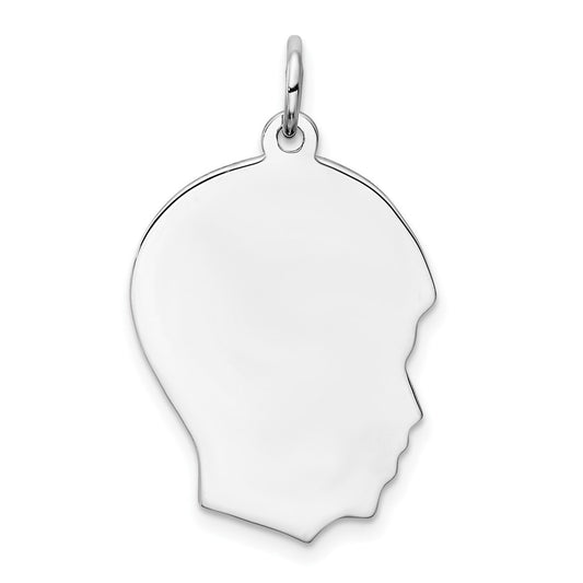 Sterling Silver Rhod-plate Eng. Boy Polish Front/Satin Back Disc Charm QM358