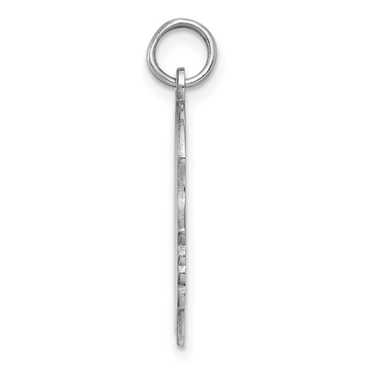 Sterling Silver Rhod-plate Eng. Girl Polished Front/Satin Back Disc Charm QM361