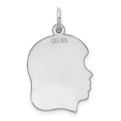 Sterling Silver Rhod-plate Eng. Girl Disc Charm Polish on Front/Back QM361