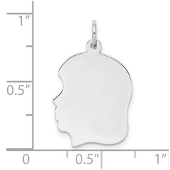 Sterling Silver Rhod-plate Eng. Girl Disc Charm Polish on Front/Back QM361