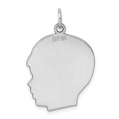 Sterl Silver Rh-plt Engraveable Boy Polished Front/Satin Back Disc Charm QM364