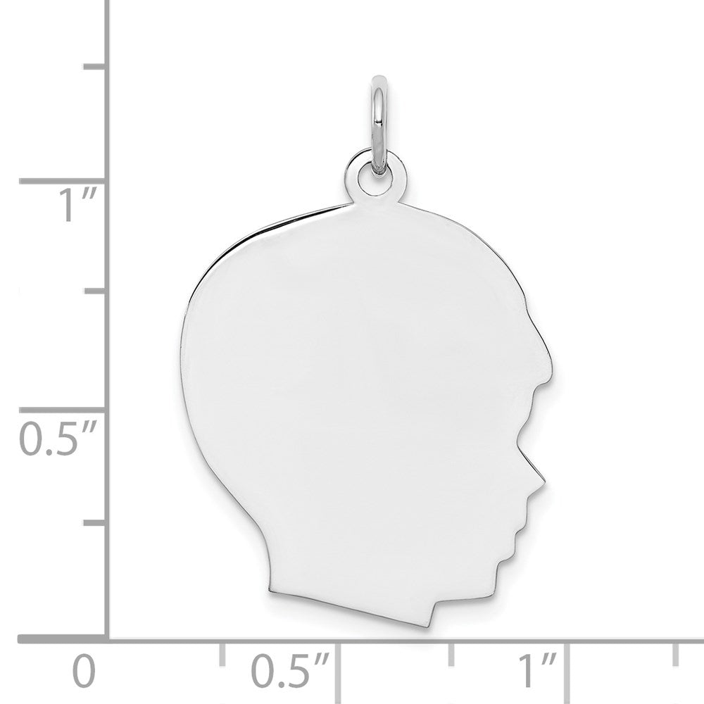 Sterl Silver Rh-plt Engraveable Boy Polished Front/Satin Back Disc Charm QM364