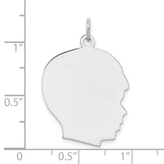 Sterl Silver Rh-plt Engraveable Boy Polished Front/Satin Back Disc Charm QM364