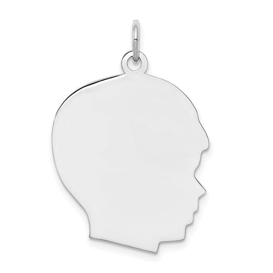 Sterl Silver Rh-plt Engraveable Boy Polished Front/Satin Back Disc Charm QM364