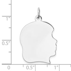Sterling Silver Rh-plt Engraveable Girl Disc Charm Polish on Front/Back QM365