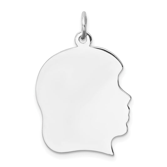 Sterling Silver Rh-plt Engraveable Girl Disc Charm Polish on Front/Back QM365
