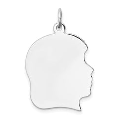 Sterling Silver Rh-plt Engraveable Girl Disc Charm Polish on Front/Back QM365