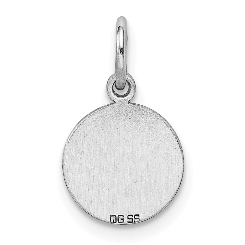 Sterling Silver Rh-plt Engraveable Round Polished Front/Back Disc Charm QM370