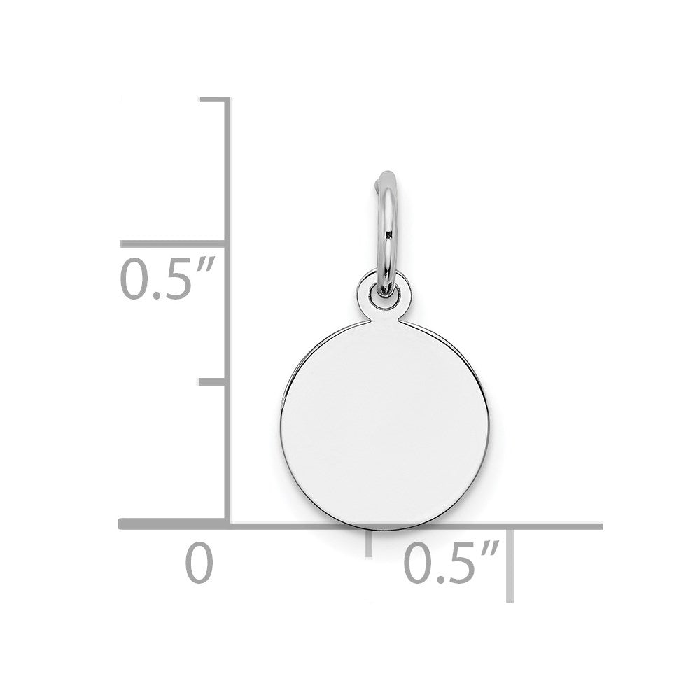 Sterling Silver Rh-plt Engraveable Round Polished Front/Back Disc Charm QM370