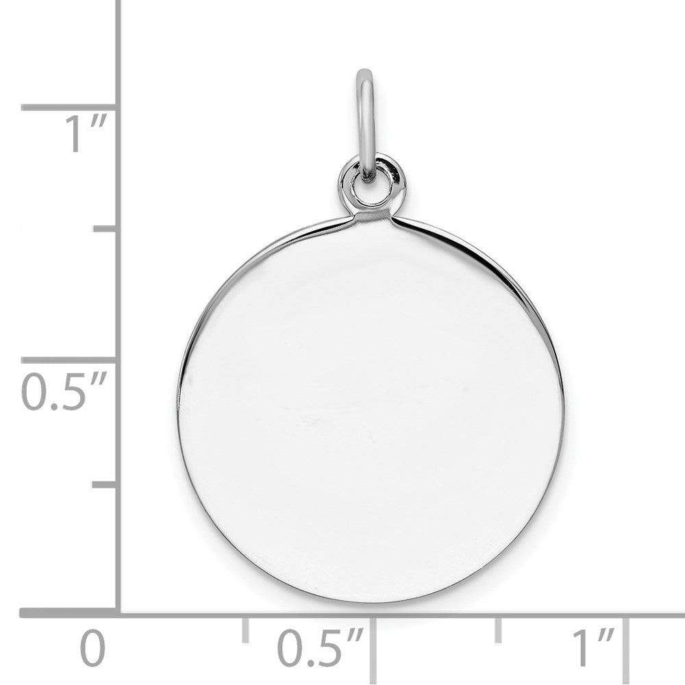 Sterling Silver Rh-plt Engraveable Round Polished Front/Back Disc Charm QM372