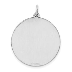 Sterling Silver Rhod-plated Eng. Rnd Polish Front/Back Disc Charm QM374