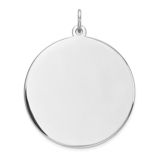 Sterling Silver Rhod-plated Eng. Rnd Polish Front/Back Disc Charm QM374