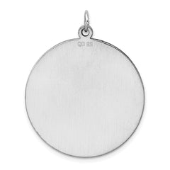 Sterling Silver Rhod-plated Eng. Rnd Polish Front/Satin Back Disc Charm QM376