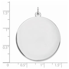 Sterling Silver Rhod-plated Eng. Rnd Polish Front/Satin Back Disc Charm QM376