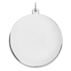 Sterling Silver Rhod-plated Eng. Rnd Polish Front/Satin Back Disc Charm QM376