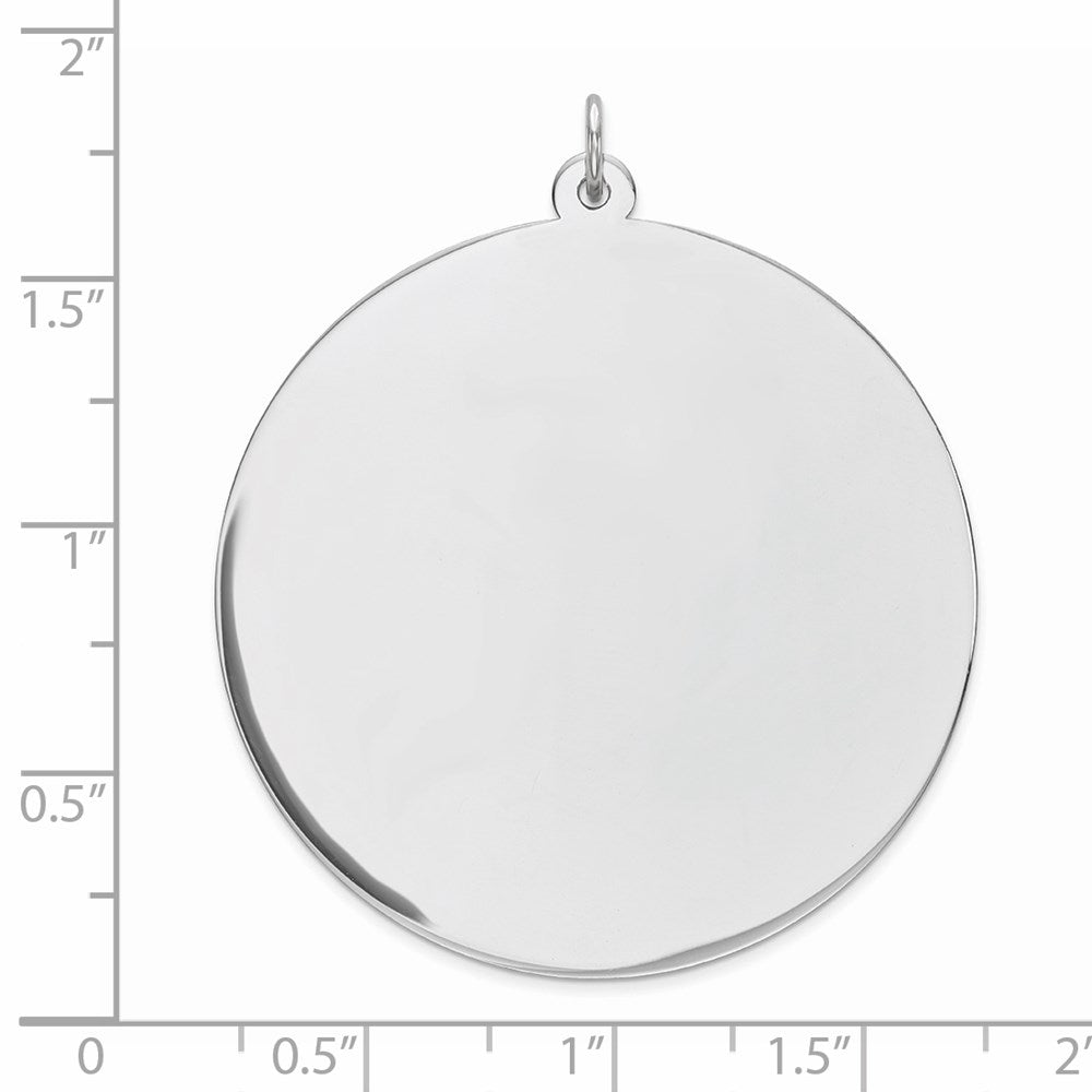 Sterling Silver Rhod-plated Eng. Rnd Polish Front/Back Disc Charm QM377