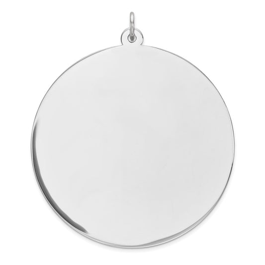 Sterling Silver Rhod-plated Eng. Rnd Polish Front/Back Disc Charm QM377