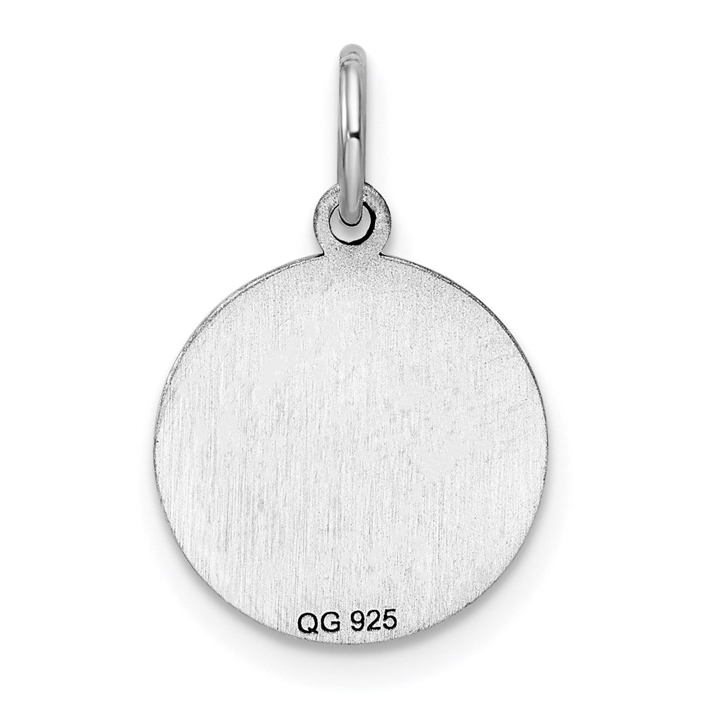 Sterling Silver Rhod-plated Eng. Rnd Polish Front/Back Disc Charm QM378
