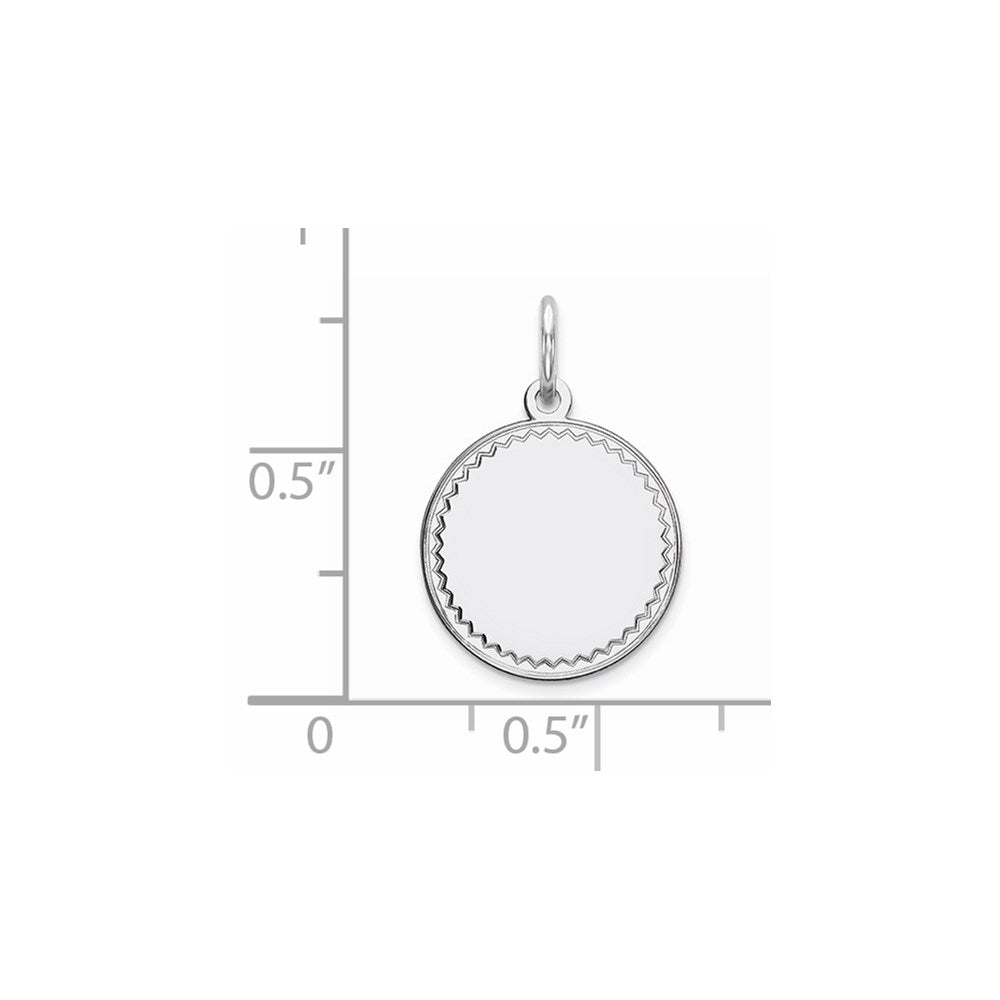 Sterling Silver Rhod-plated Eng. Rnd Polish Front/Back Disc Charm QM378