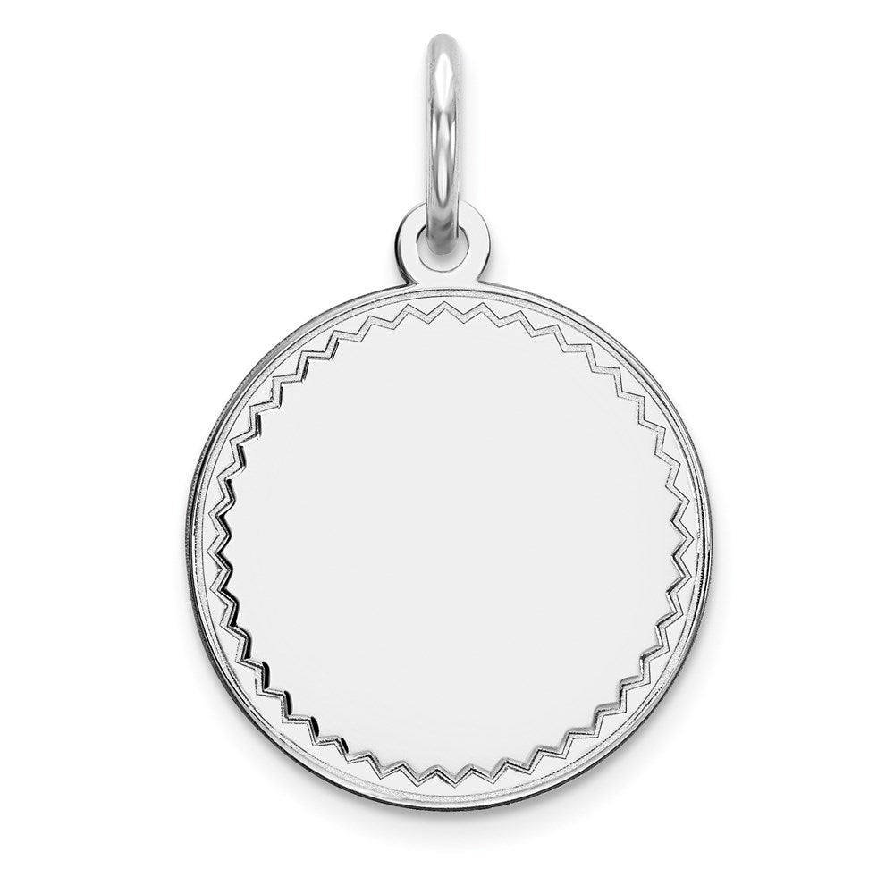 Sterling Silver Rhod-plated Eng. Rnd Polish Front/Back Disc Charm QM378