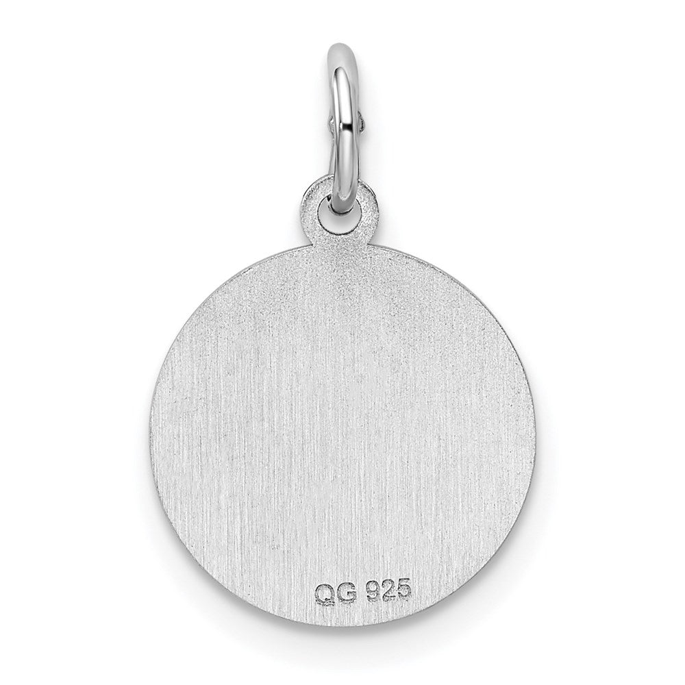 Sterling Silver Rhod-plated Eng. Rnd Polish Front/Back Disc Charm QM379
