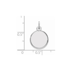 Sterling Silver Rhod-plated Eng. Rnd Polish Front/Back Disc Charm QM379