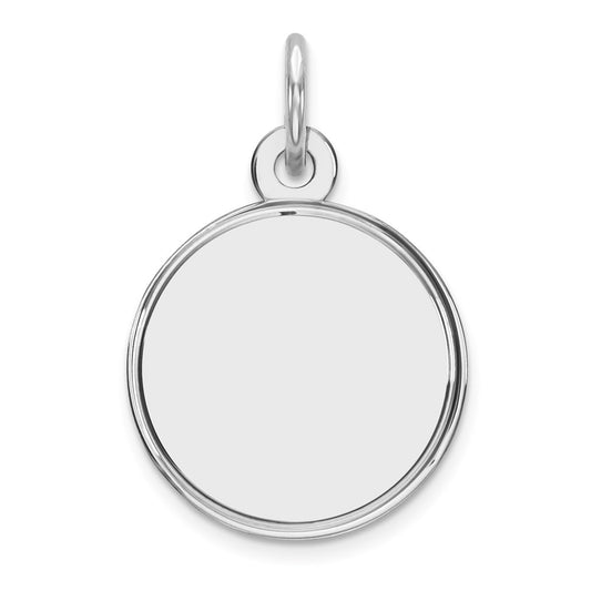 Sterling Silver Rhod-plated Eng. Rnd Polish Front/Back Disc Charm QM379